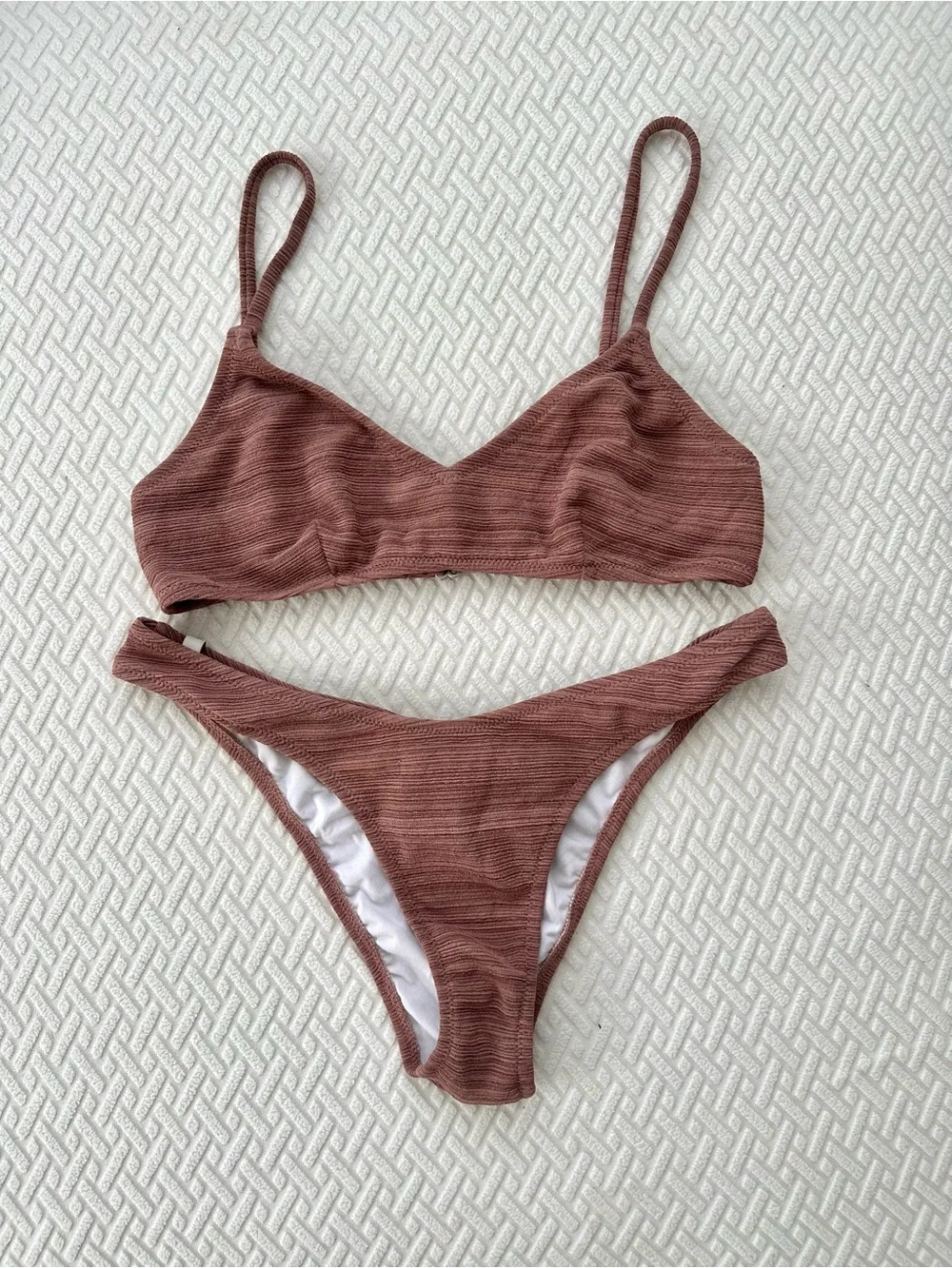 Rhythm. Ribbed Mauve Brown Bikini Set
